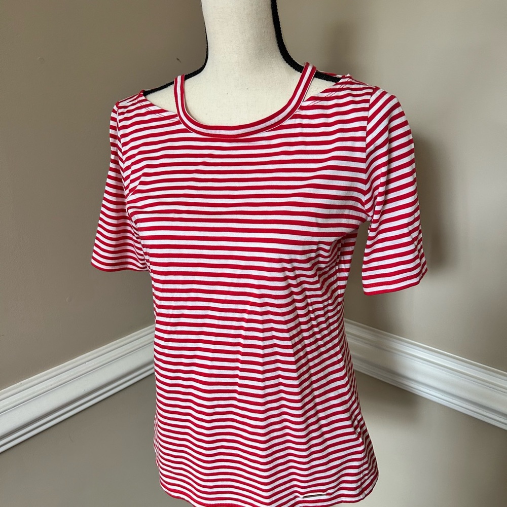 Michael Kors Cold Shoulder Striped Top